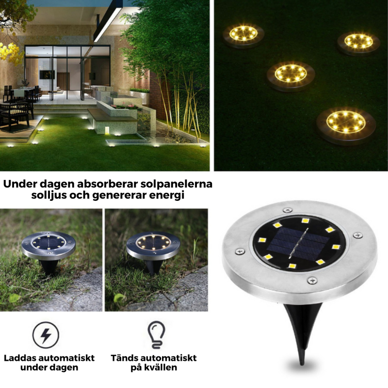 Trådlösa LED-solcellsträdgårdslampor Deluxe - Skapa den perfekta atmosfären i din trädgård!