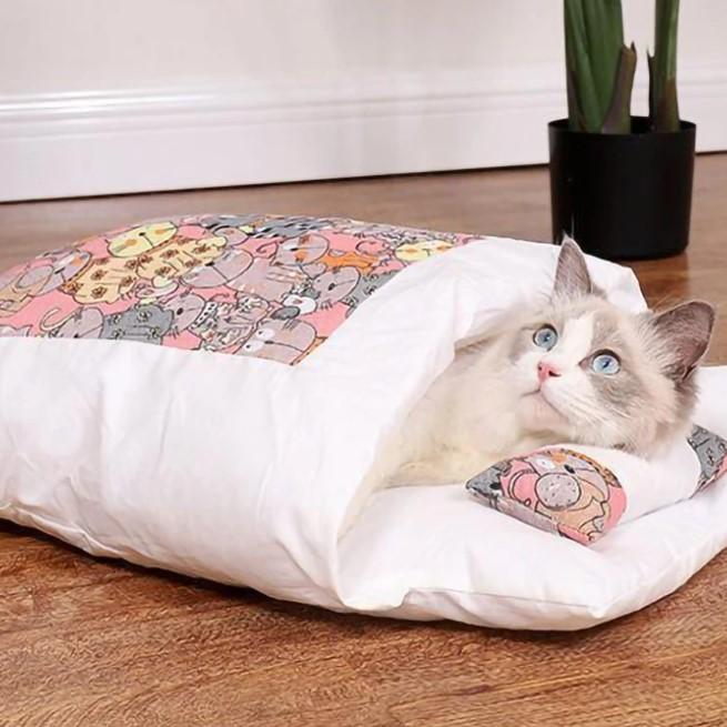 Mysig sovsäck för katt