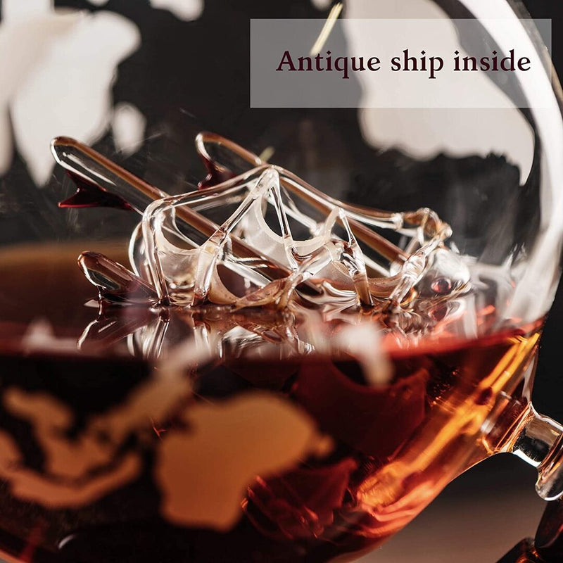 Globe whiskey karaff med skepp