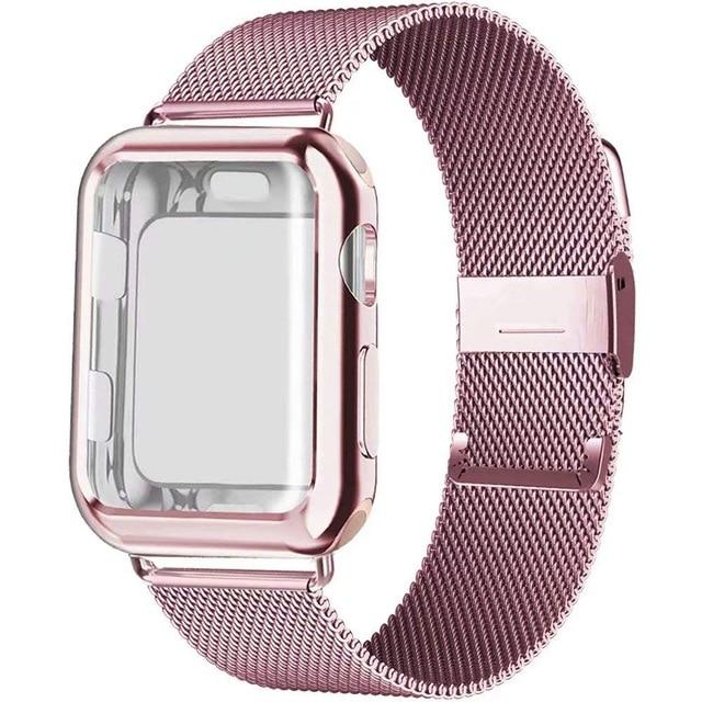 Milanese klockarmband + skyddsfodral för Apple Watch
